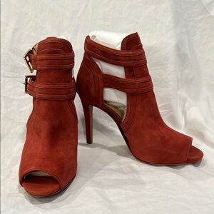 Michael Kors Rust Open Toe Booties